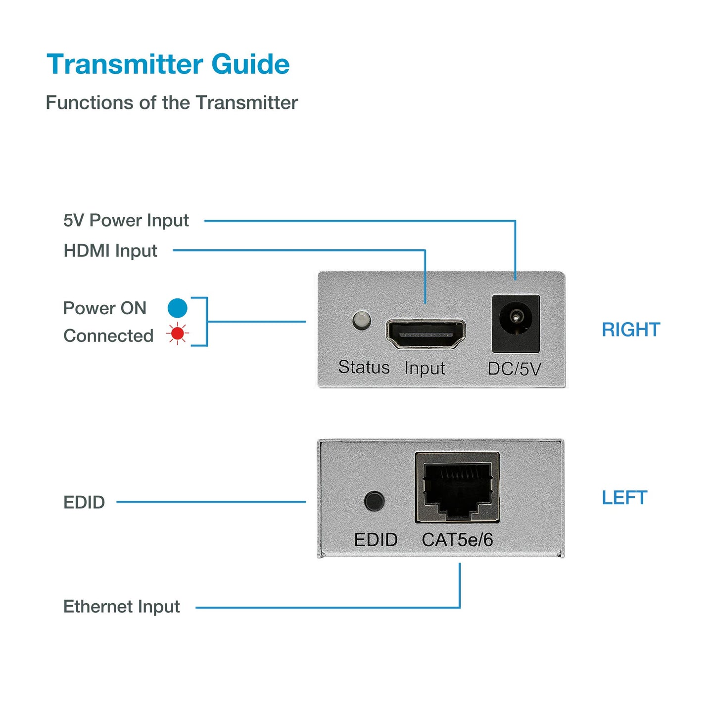 Expert Connect ET4K100M 4K@30Hz HDMI 1.4 Extender Over Cat5e/Cat6/Cat7 330 ft (100 m), HDCP 1.4, with Loop-Out, IR Pass-Through & Surge Protection