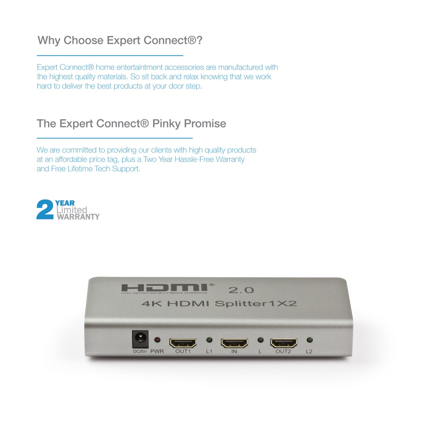 1x2 | 4K/2K@60Hz - Expert Connect