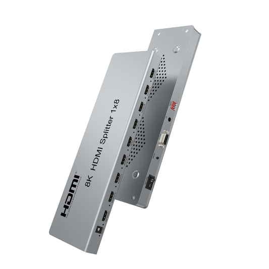 Expert Connect HDMI Splitter 1 in 8 Out  8K@60Hz, HDMI 2.1, HDCP 2.3, HDR10+, Dolby Vision, EDID, IR Extension, Downscaling, Powered 1x8 8K Duplicator with LED Indicators for PS5, Xbox, TV