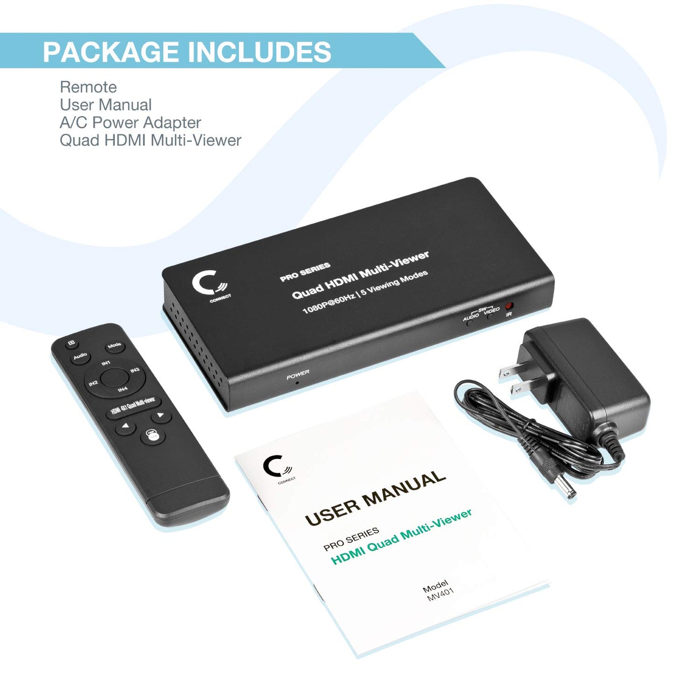 Expert Connect 4 Ports Quad HDMI Multi-Viewer/Screen Divider/Switch | 1080p @ 60Hz | 5 Viewing Modes