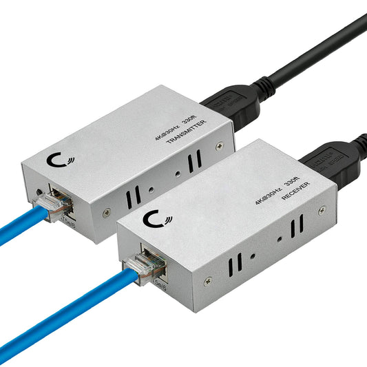 Expert Connect ET4K100M 4K@30Hz HDMI 1.4 Extender Over Cat5e/Cat6/Cat7  330 ft (100 m), HDCP 1.4, with Loop-Out, IR Pass-Through & Surge Protection