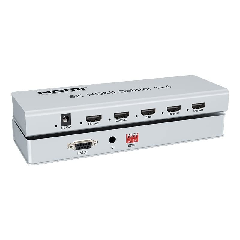 Expert Connect 1×4 HDMI Splitter – 8K@60 / 4K@120 (HDMI 2.1), HDCP 2.3, HDR, 40 Gbps, 1-In 4-Out - Expert Connect