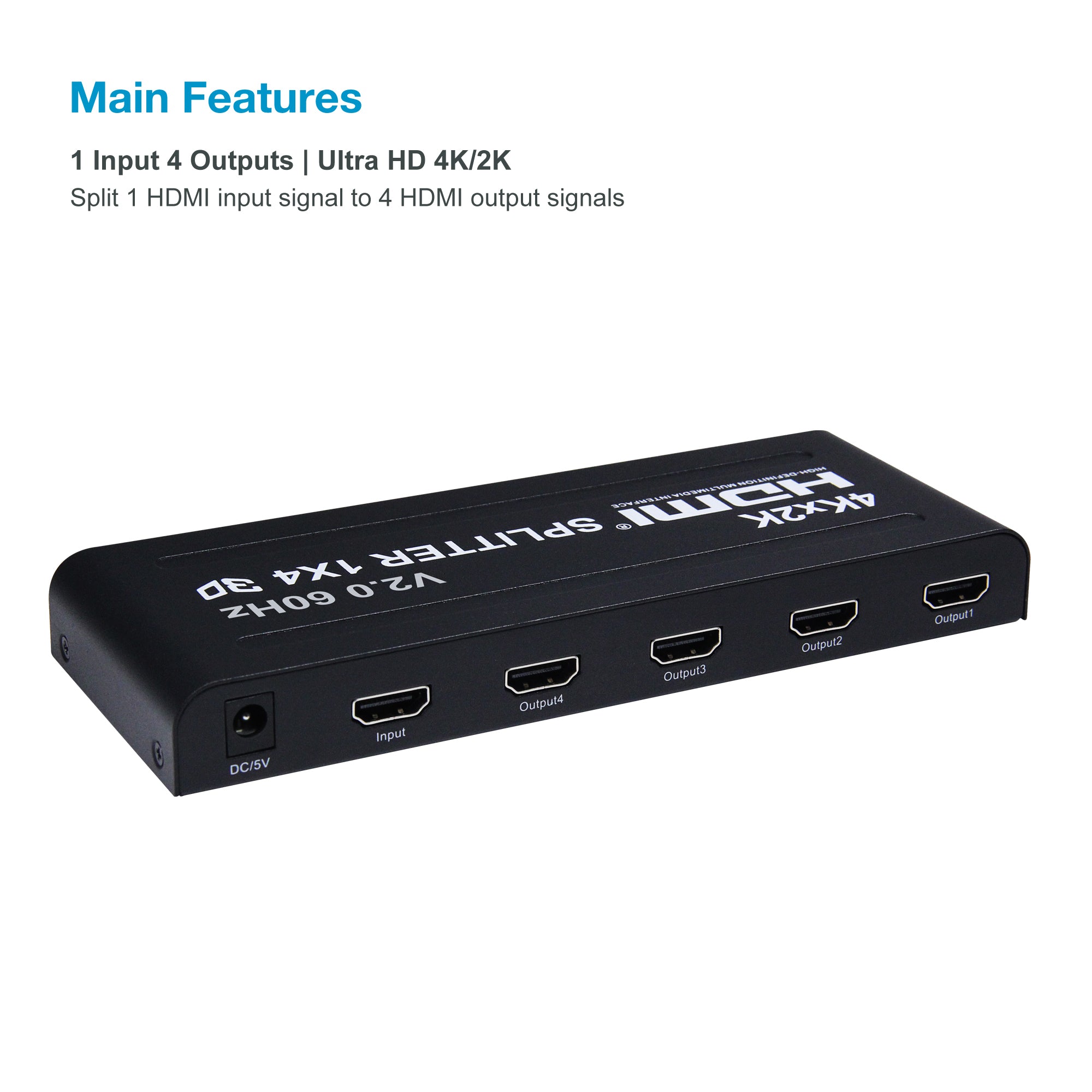 Ultra HD 4K HDMI Splitter 1X4 4 Port Signal Distributor Divisor HDMI 1.4  Splitter 1 in 4 out Support 2K*4K Support Blu Ray DVD Hdcp Compliant  95*60*21mm - China HDMI Splitter and