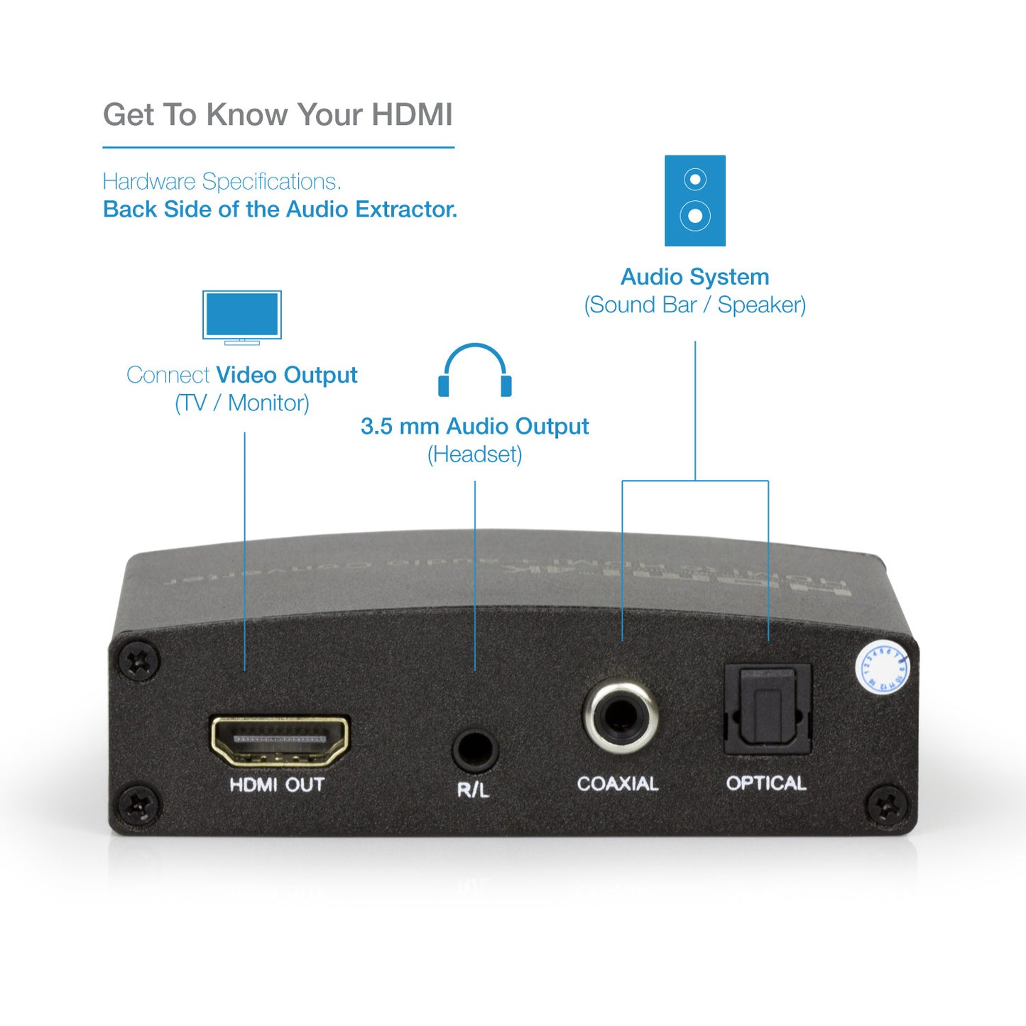 4K/2K@30Hz | Coaxial / Optical (SPDIF / Toslink) / 3.5mm Jack - Expert Connect